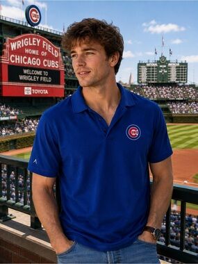 Antigua Men's XL Royal Blue Chicago Cubs Polo - NWT